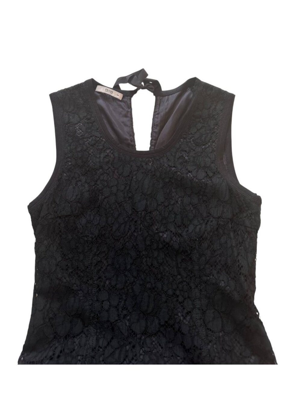 Prada Black Lace Dress Navy Underlayer Italy 44 Never Worn Garment Bag - Picture 8 of 15